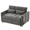 Loveseat Sofa Pull Out Sofa Bed Tufted Sleeper Sofa With An Adjustable Backrest, 3 USB Ports And 2 Lumbar Pillows For Living Room - Gray