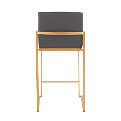 Fuji - Contemporary High Back Counter Stool (Set of 3) - Gold / Gray