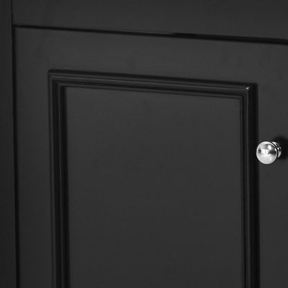 Bathroom Vanity Cabinet With Ceramic Basin, 3 Drawers And Adjustable Shelves - Black