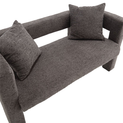 Modern Loveseat Sofa, Comfy Upholstered 2 Seater Sofa, Small Loveseat Accent Couch For Leisure Areas - Gray