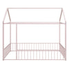 Full Size Bed House Bed Frame With Fence - Pink