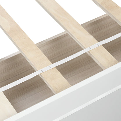 Twin Platform Storage Bed Frame With Two Drawers And Headboard - White