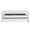 Twin Size Upholstered Daybed With Ergonomic Design Backrest And Trundle - Beige