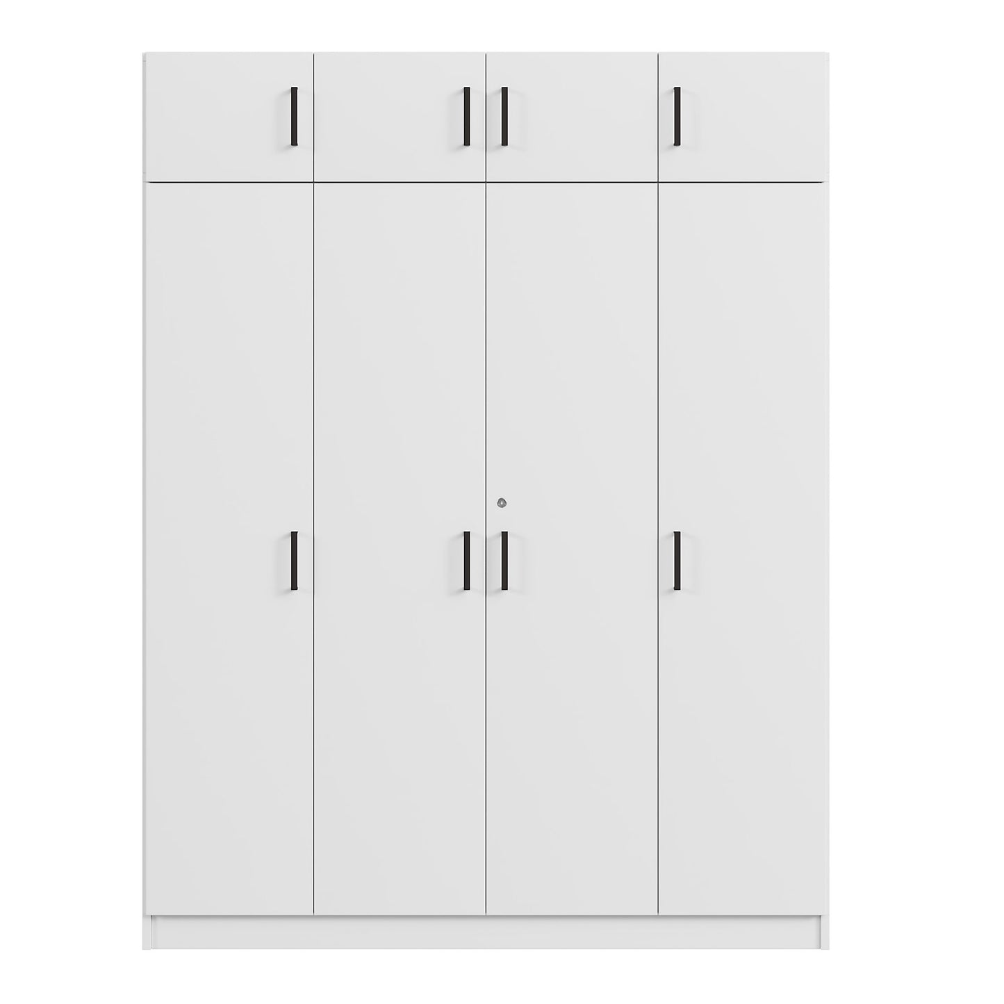 Contemporary 4 Door Wardrobe With Drawer And Top Cabinet - White