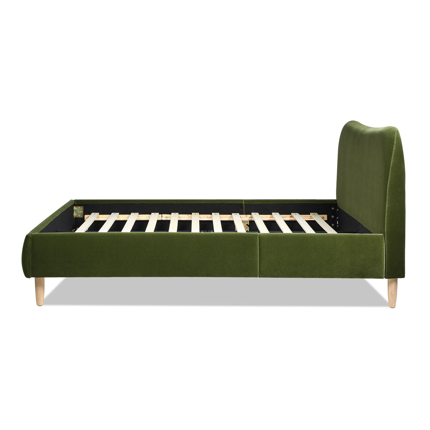 Roman - Queen Curved Headboard Upholstered Platform Bed - Olive Green