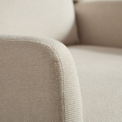 Wide Modern Accent Chair, Polyester Blend High Back Reading Chair, Upholstered Armchair Club Chair, Single Sofa With Wood Legs For Living Room, Reading Room, Office - Beige