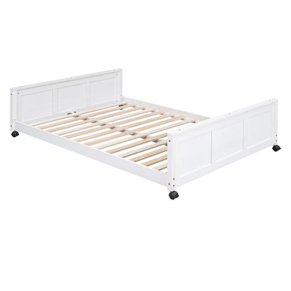 Full Over Full Bunk Bed With Desk - White