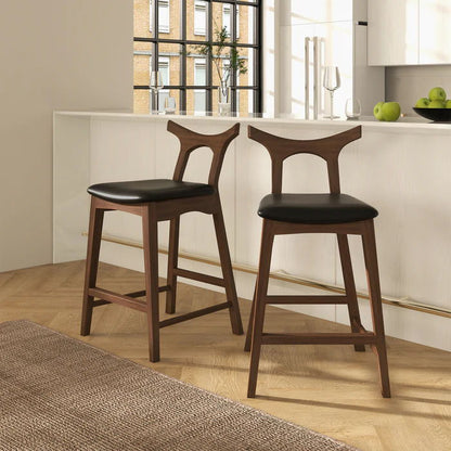 Hester - Upholstered Square Bar Chair (Set of 2) - Black / Brown