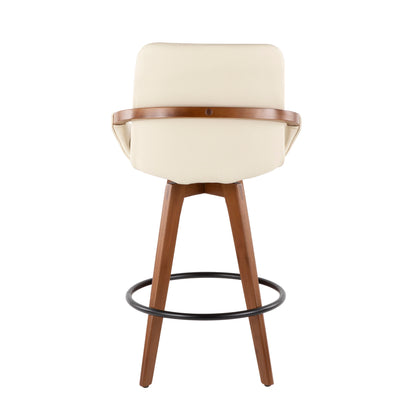 Cosmo - Mid-Century Counter Stool - Walnut / Cream