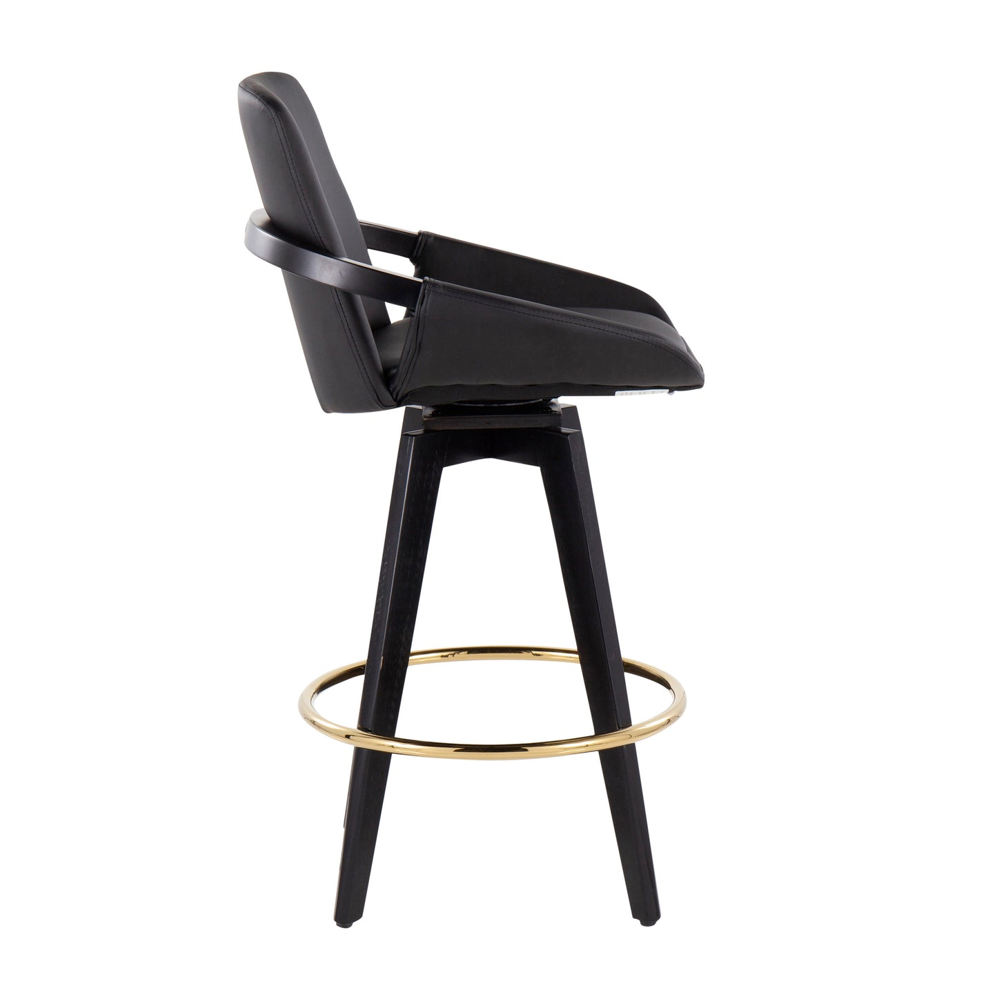 Cosmo - Contemporary Fixed Height Counter Stool With Swivel With Round Footrest (Set of 2) - Black