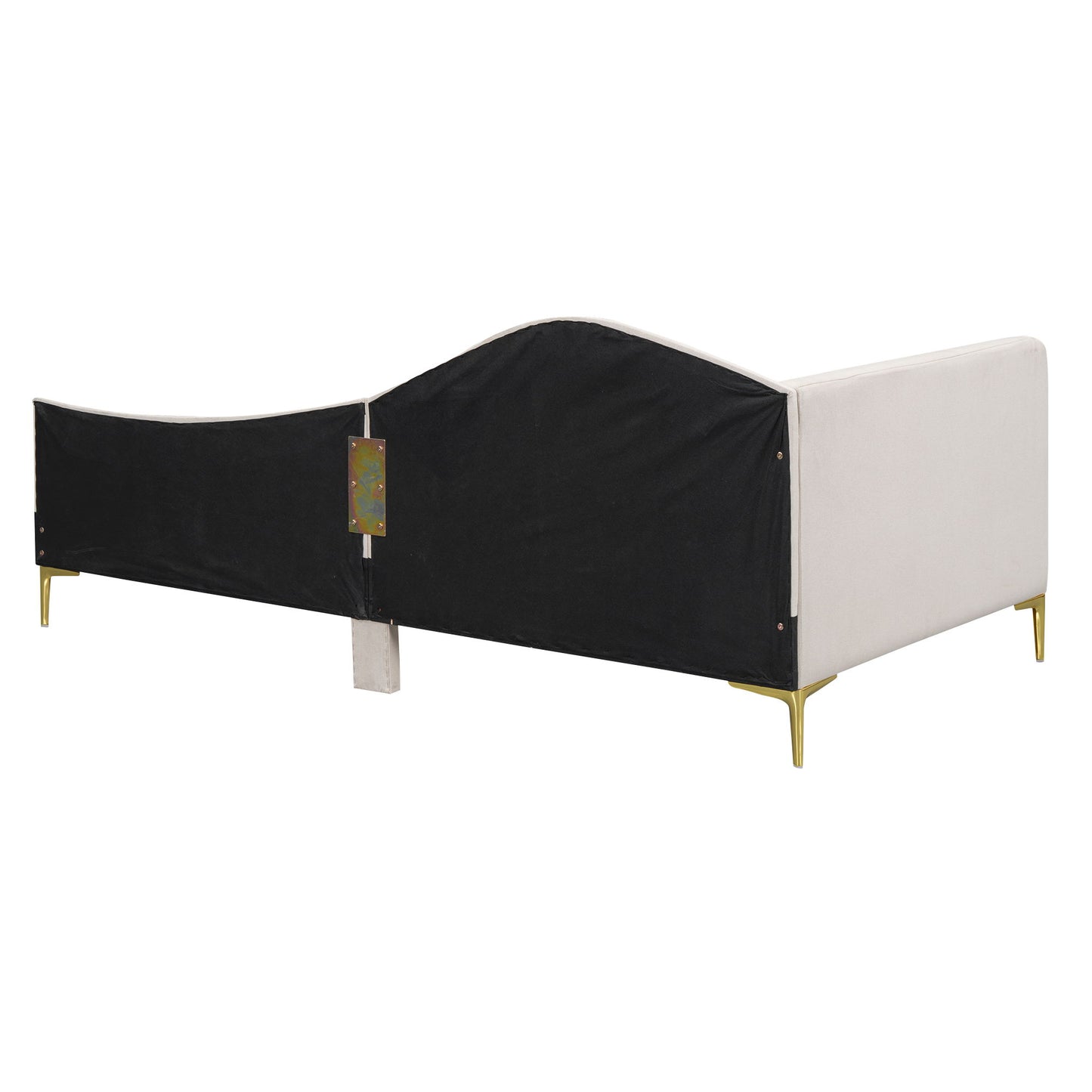 Twin Size Upholstered Daybed With Headboard And Armrest - Beige