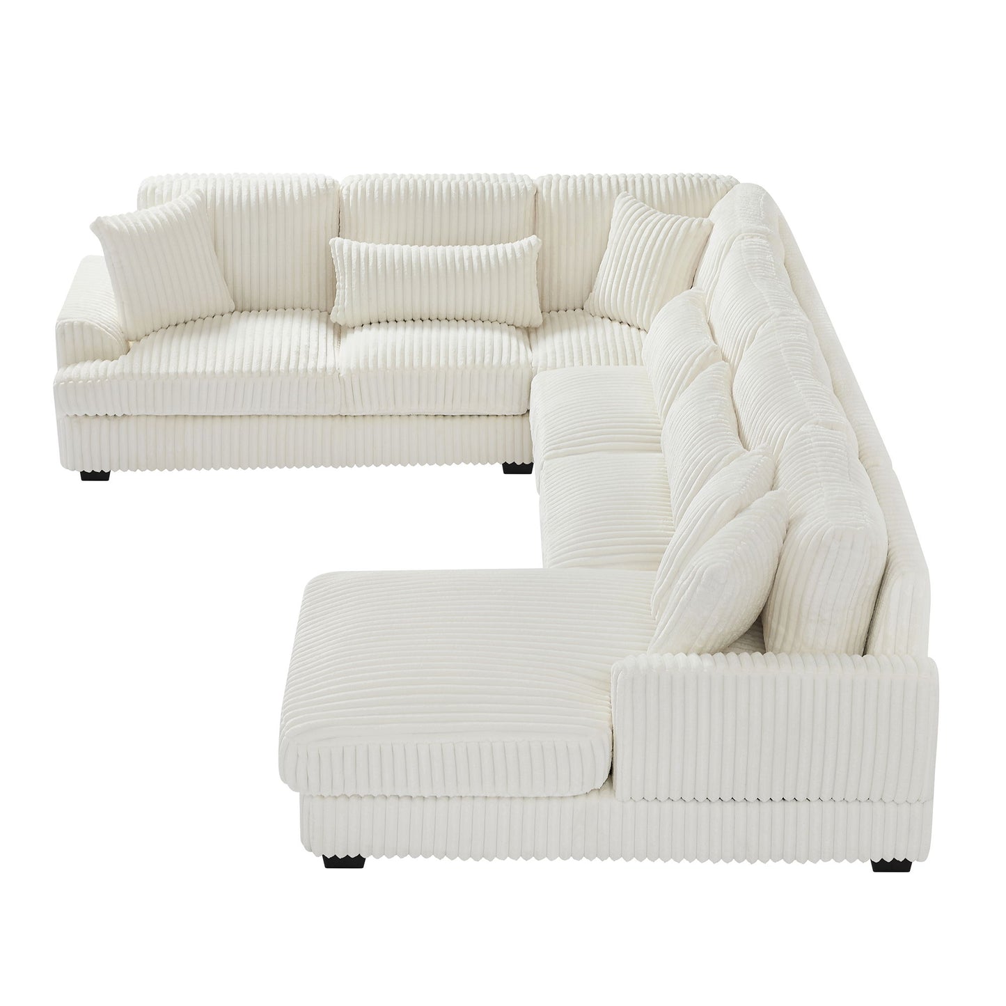 Oversized Sectional Sofa U - Shaped Sofa Couch Modern Sofa Upholstered In Soft Corduroy With A Chaise Lounge For Living Room - Beige