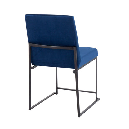 Fuji - Contemporary High Back Dining Chair (Set of 2) - Black / Blue