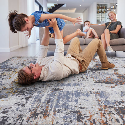 Payas - 5' X 7' Abstract Area Rug - Ivory / Blue