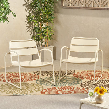 Outdoor Accent Chair With Metal Frame - White
