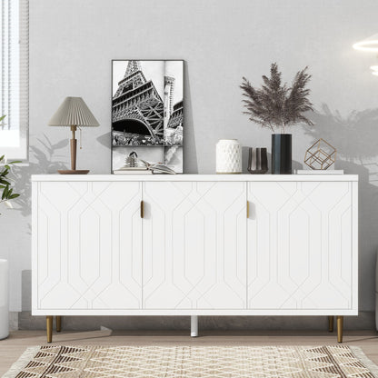 Modern TV Stand With 3 Doors And Adjustable Shelves For Living Room, Fits TVs Up To 70" - White