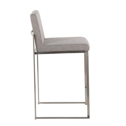 Fuji - Contemporary High Back Counter Stool (Set of 3) - Gray