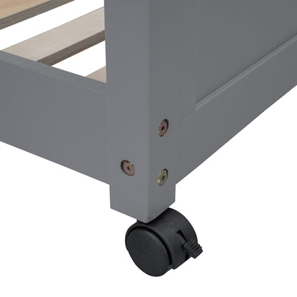 Full Over Full Bunk Bed With Desk - Gray