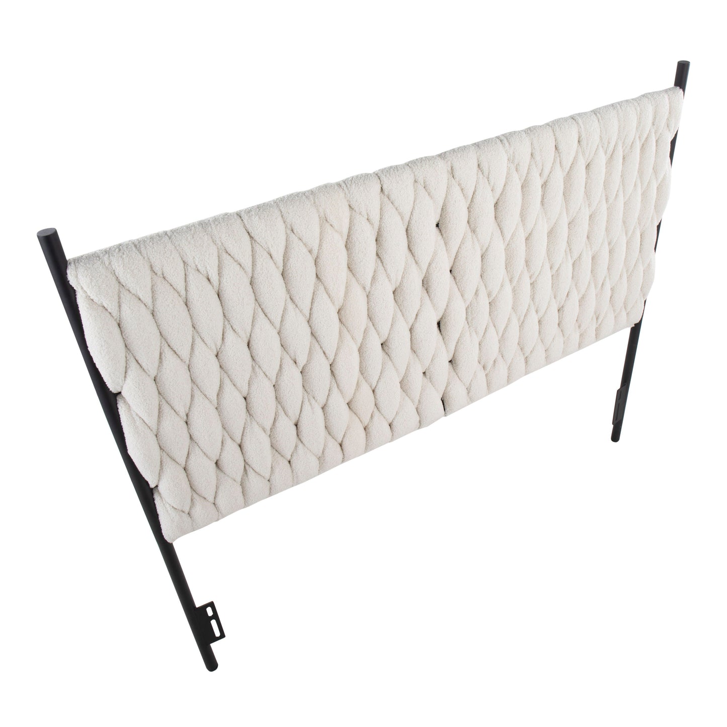 Braided Matisse - Queen Size Headboard - Black / Cream Sherpa