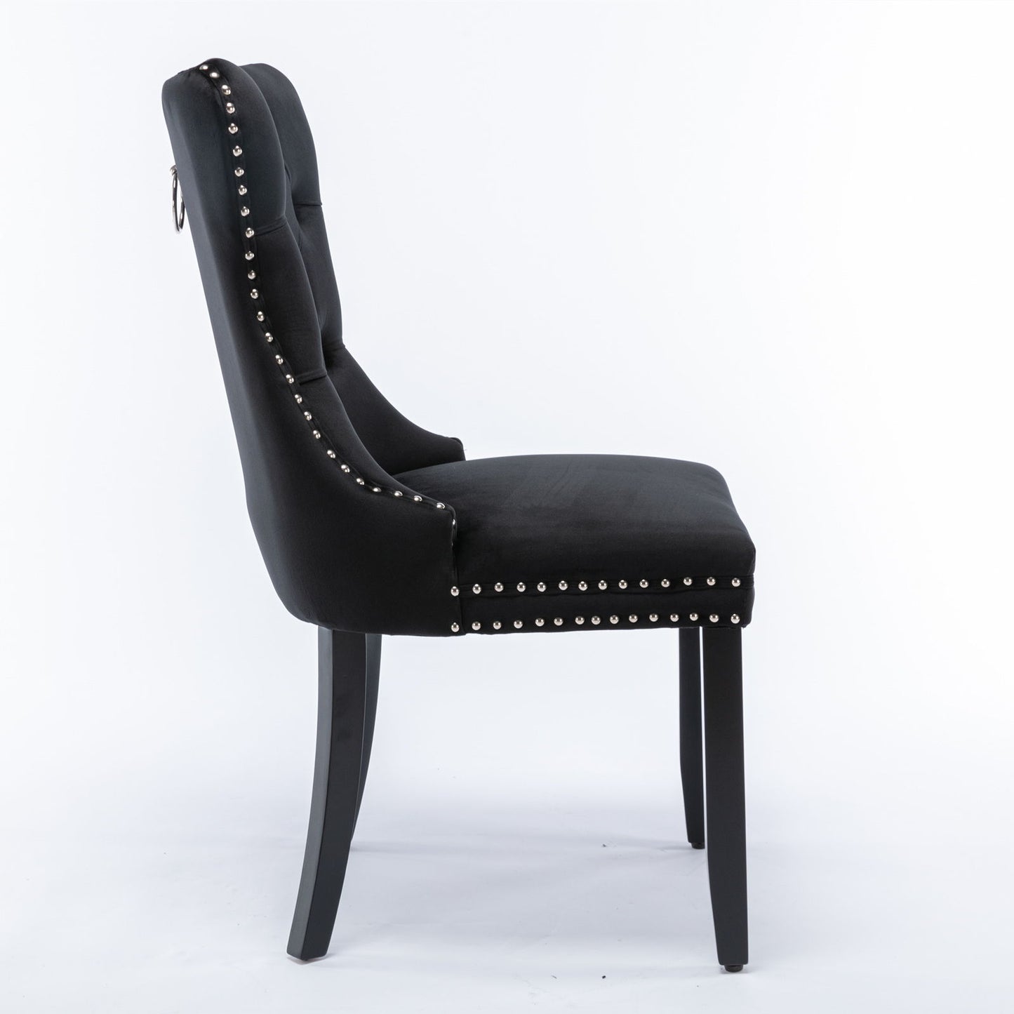 Nikki - Modern, High-End Tufted Solid Wood Contemporary Velvet Upholstered Dining Chair With Wood Legs Nailhead Trim (Set of 2) - Black