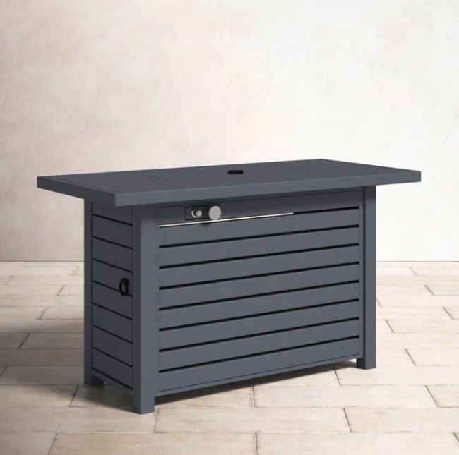 Propane / Gas Outdoor Fire Pit Table With Lid - Gray