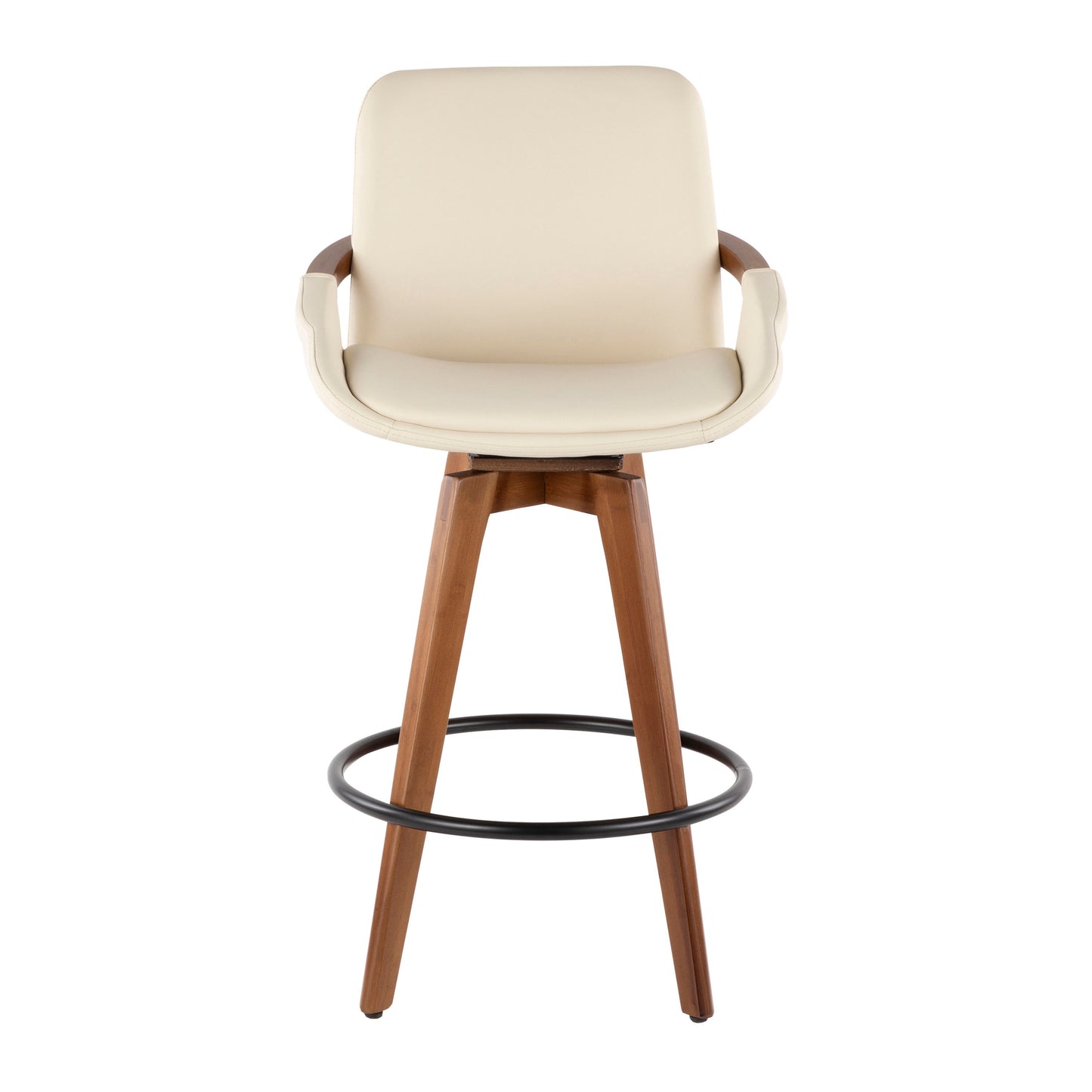 Cosmo - Mid-Century Counter Stool - Walnut / Cream