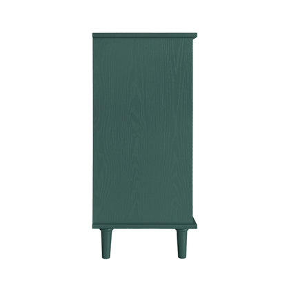 2 Door 2 Drawer Cabinet, American Furniture, Suitable For Bedroom, Living Room, Study - Dark Green