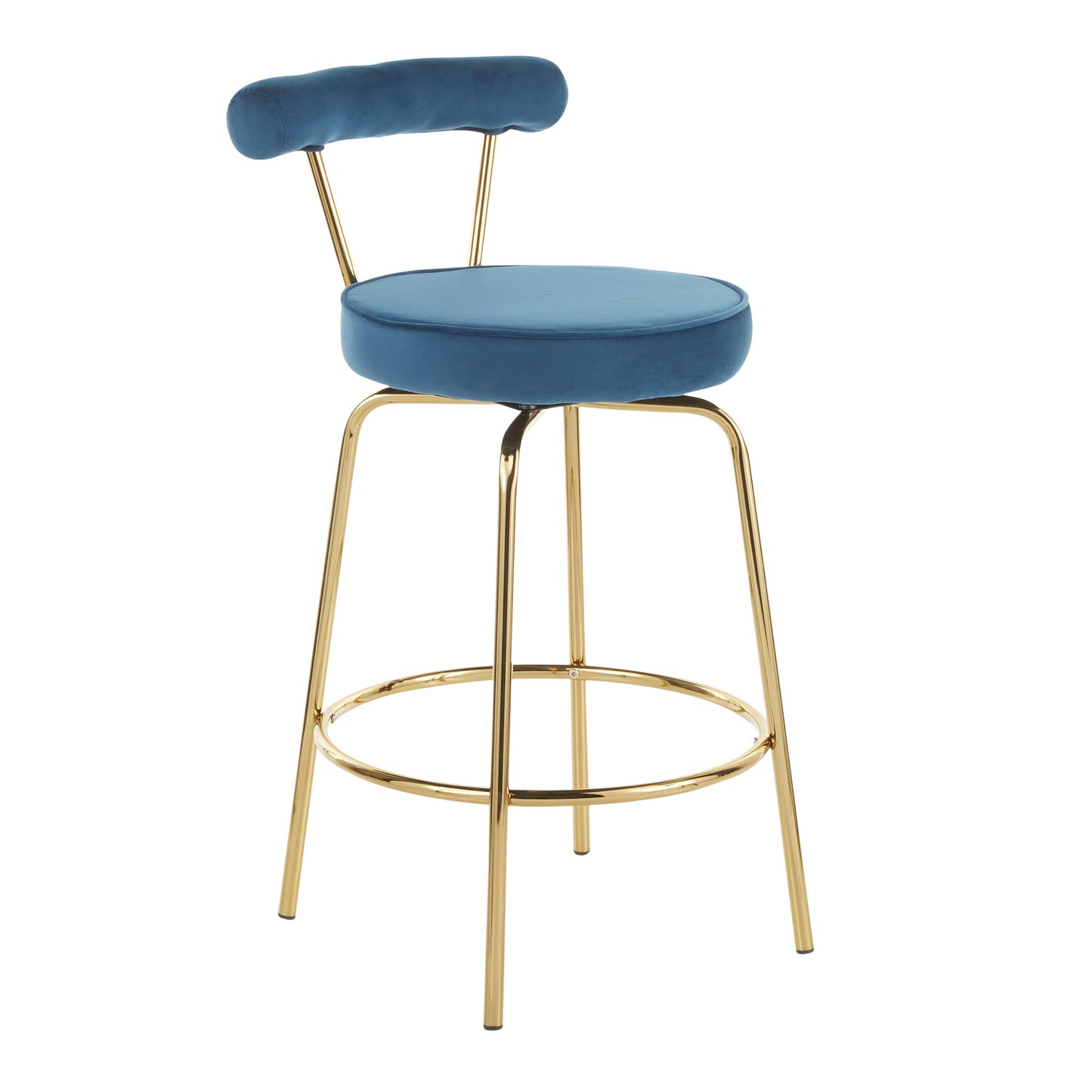 Rhonda - Glam Counter Stool (Set of 2) - Gold / Blue