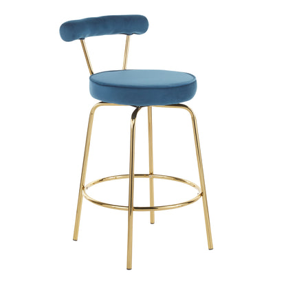 Rhonda - Glam Counter Stool (Set of 2) - Gold / Blue