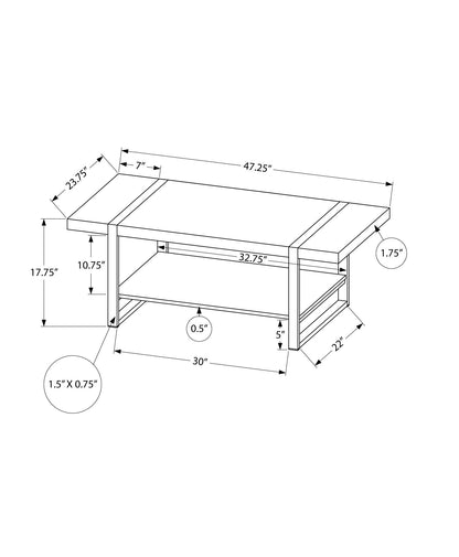 Coffee Table, Accent, Cocktail, Rectangular, Living Room, Contemporary, Modern - Brown