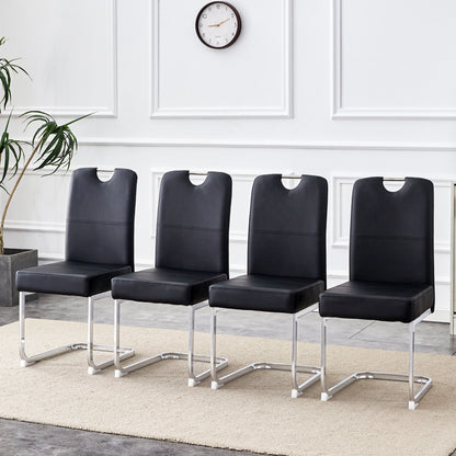 (Set of 4) Thickened Dining Chairs With Built In Spring Packages And Ergonomic Design Perfectly Blending Comfort And Elegance - Black