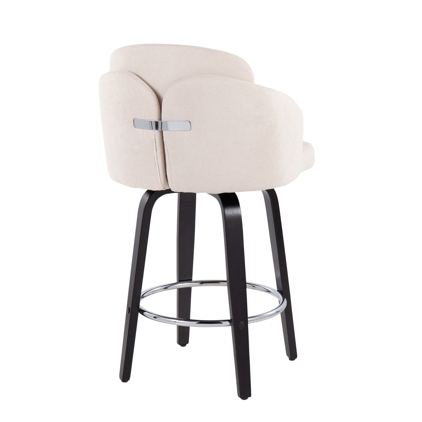 Dahlia - Contemporary Counter Stool With Round Footrest (Set of 2) - Black / Cream