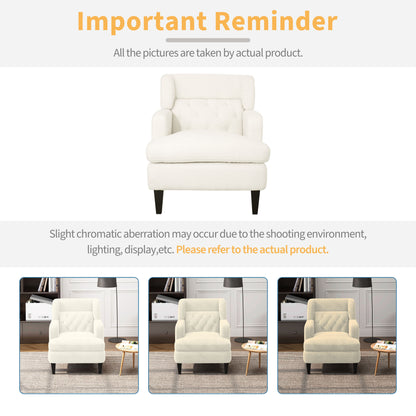 Upholstered Accent Chair Tufted Armchair For Living Room - Beige