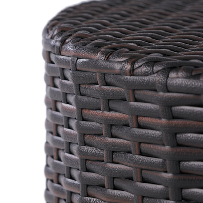 Barrel Side Table With Handcrafted Details - Brown