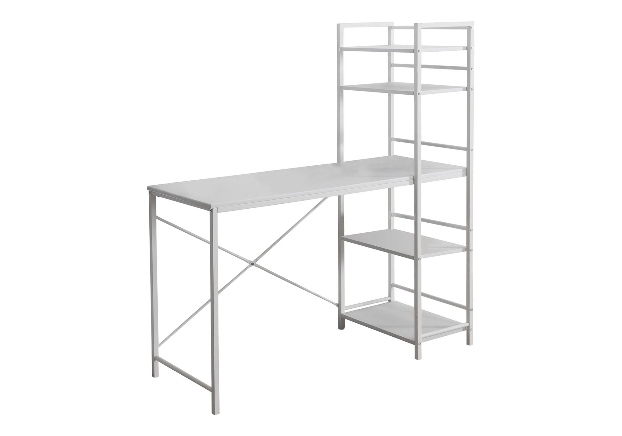 Computer Desk For Home Office, Laptop, Storage Shelves, Contemporary And Convenient Design - White