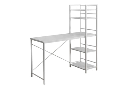 Computer Desk For Home Office, Laptop, Storage Shelves, Contemporary And Convenient Design - White