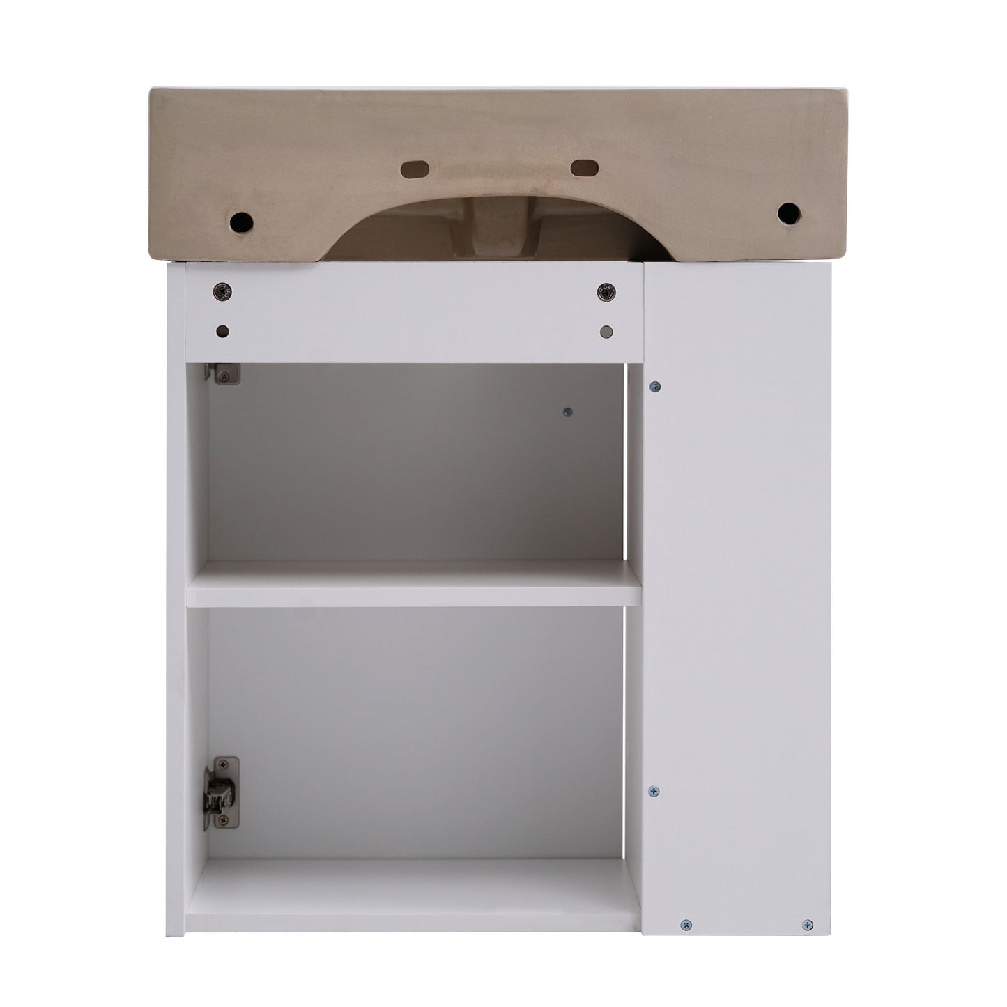 Modern Floating Bathroom Vanity With Ceramic Basin Perfect For Small Bathrooms, Left Side Storage - White