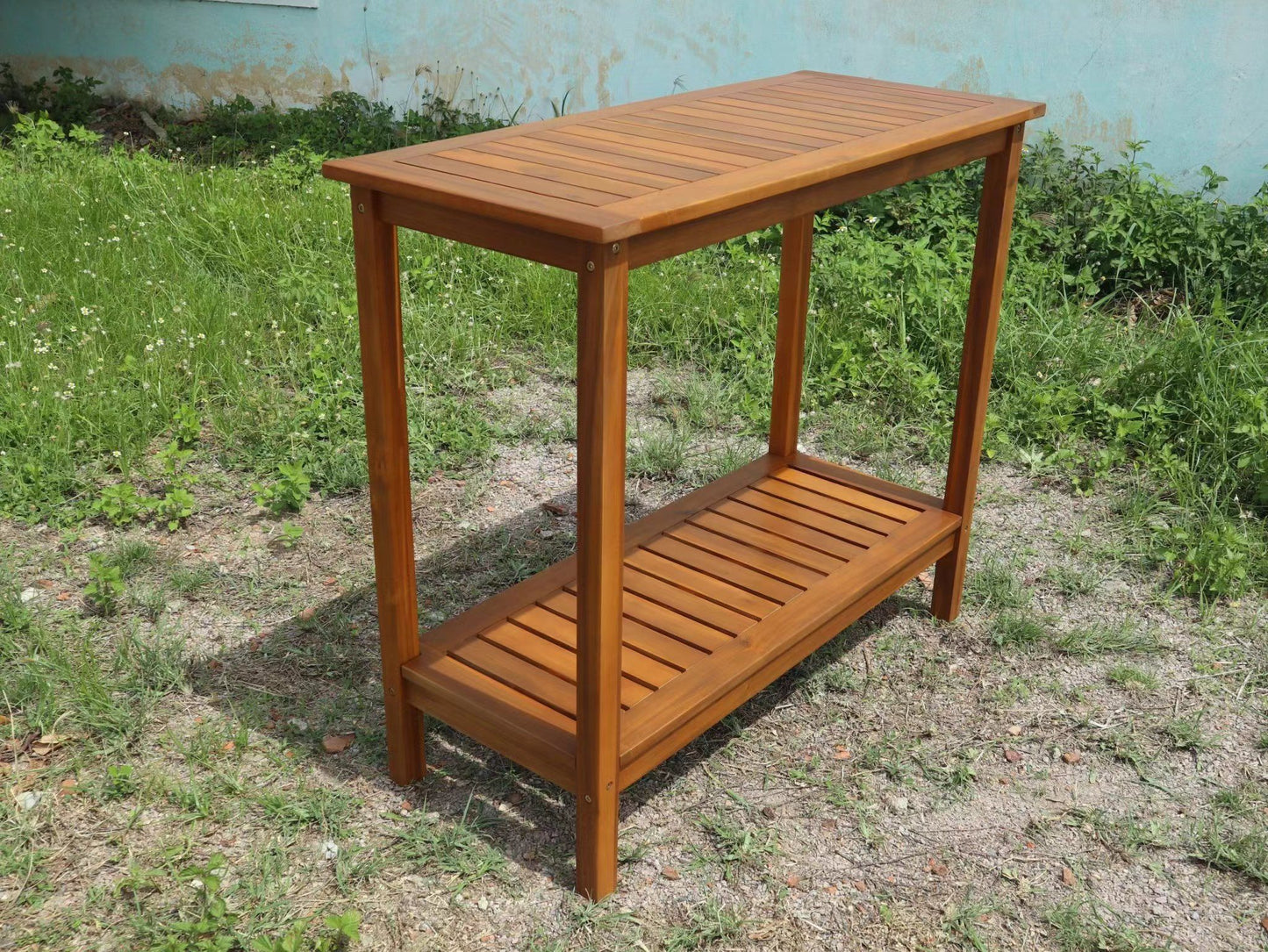 Workstation For Garden Balcony Garage, Acacia Console Potting Table - Light Brown