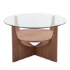 U - Shaped Contemporary Coffee Table - Walnut / Clear