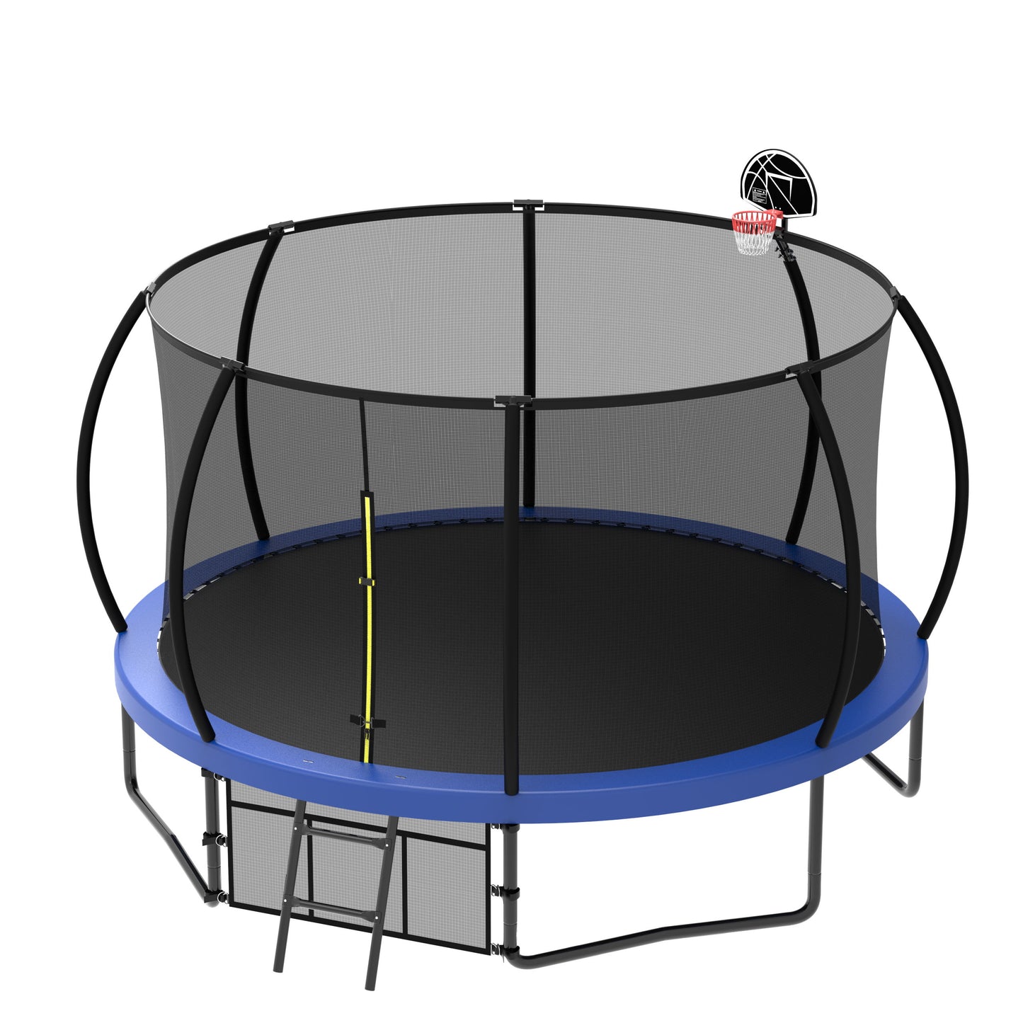 12Ft Recreational Kids Trampoline With Safety Enclosure Net & Ladder, Outdoor Recreational Trampolines - Blue