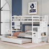 Twin Over Twin Bunk Beds With Twin Trundle And Stairway Storage Function - White