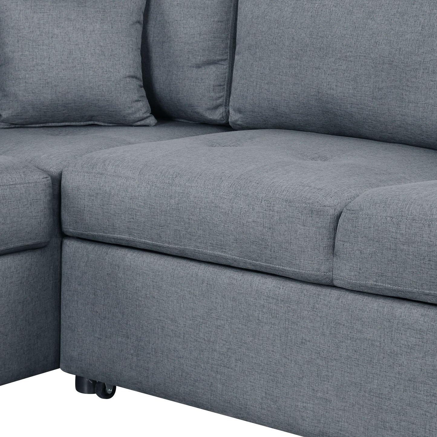 Sleeper Sectional Sofa, L-Shape Corner Couch Sofa - Bed With Storage Ottoman & Hidden Arm Storage & USB Charge For Living Room Apartment - Dark Gray