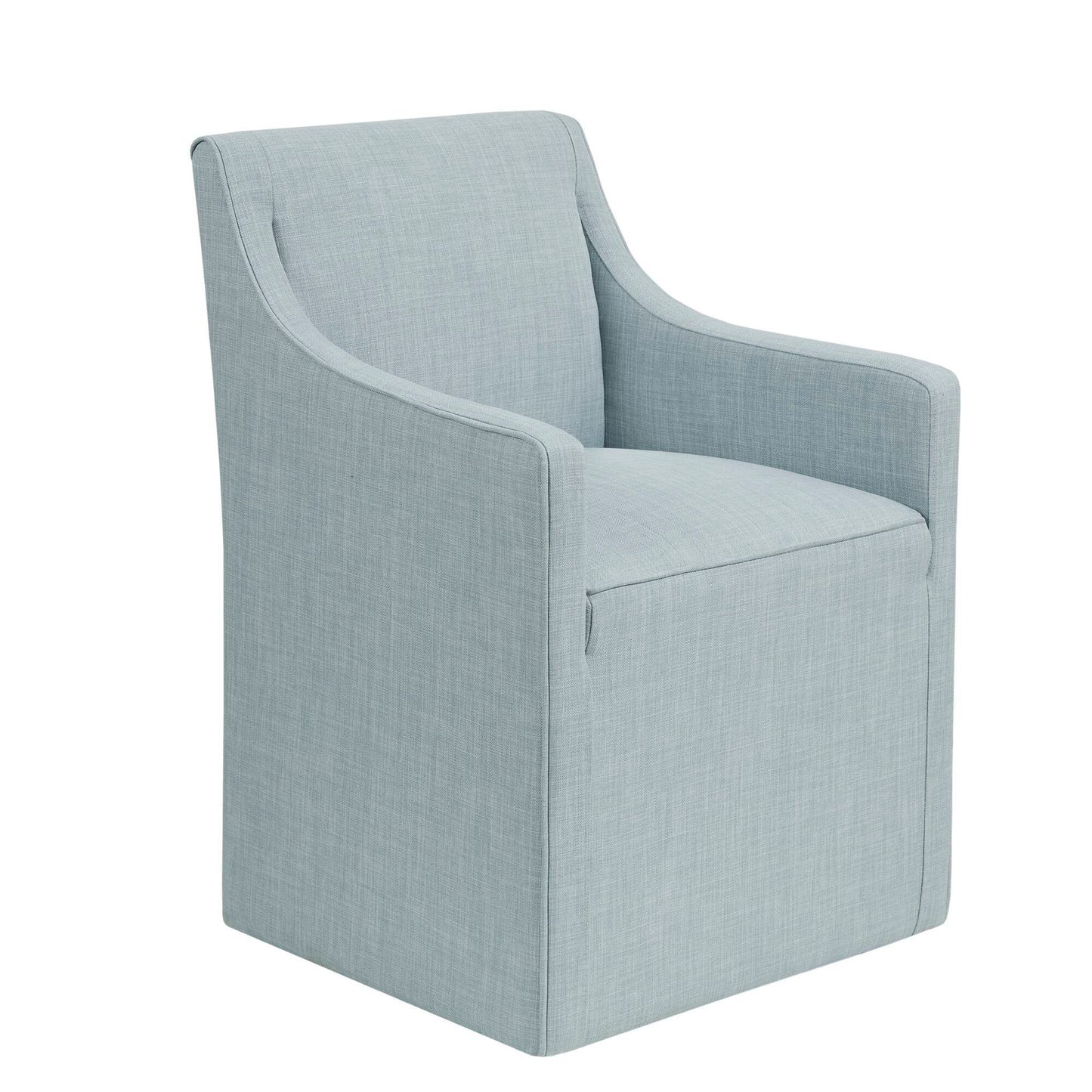 Upholstered Dining Arm Chair With Casters Woven - Light Gray Blue