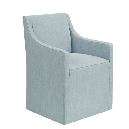 Upholstered Dining Arm Chair With Casters Woven - Light Gray Blue