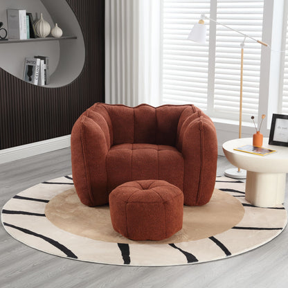 Soft Bean Bag Chair With High Resilient Foam (Chips) - Red / Brown