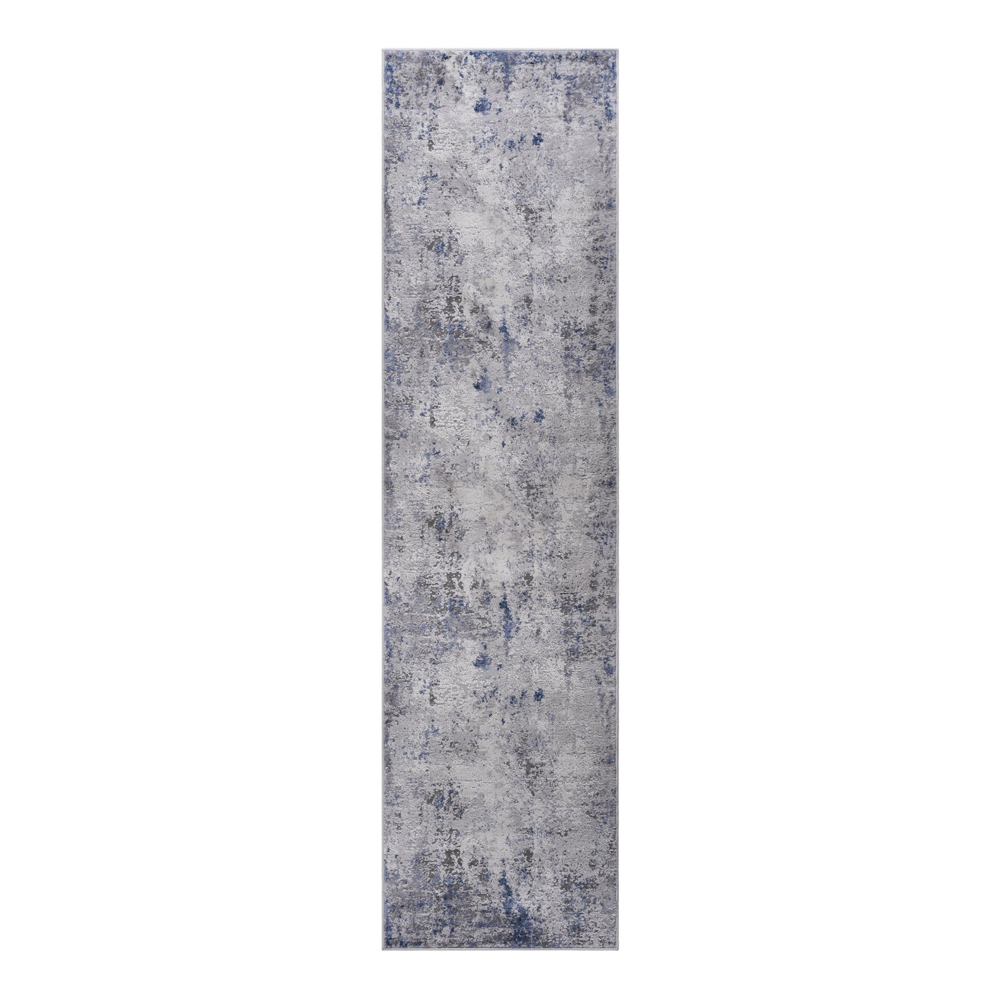 Marfi - 2' X 8' Abstract Runner Rug - Silver / Blue