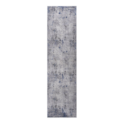 Marfi - 2' X 8' Abstract Runner Rug - Silver / Blue
