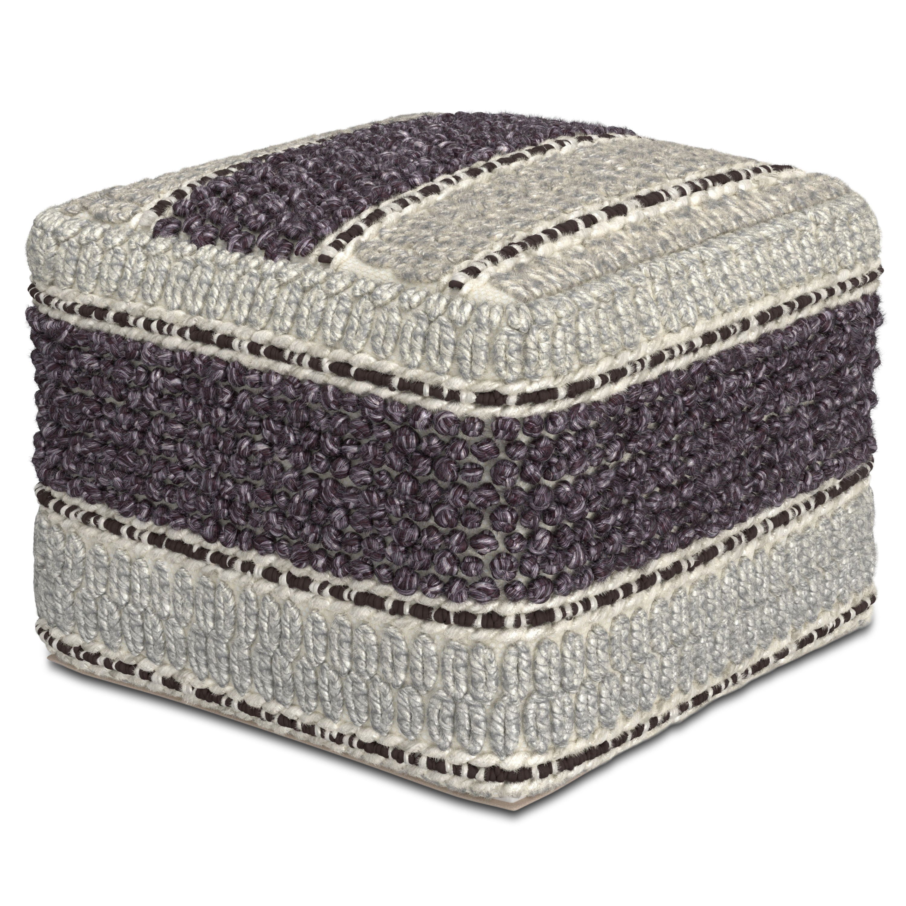 Grady - Square Pouf - Magenta / Natural