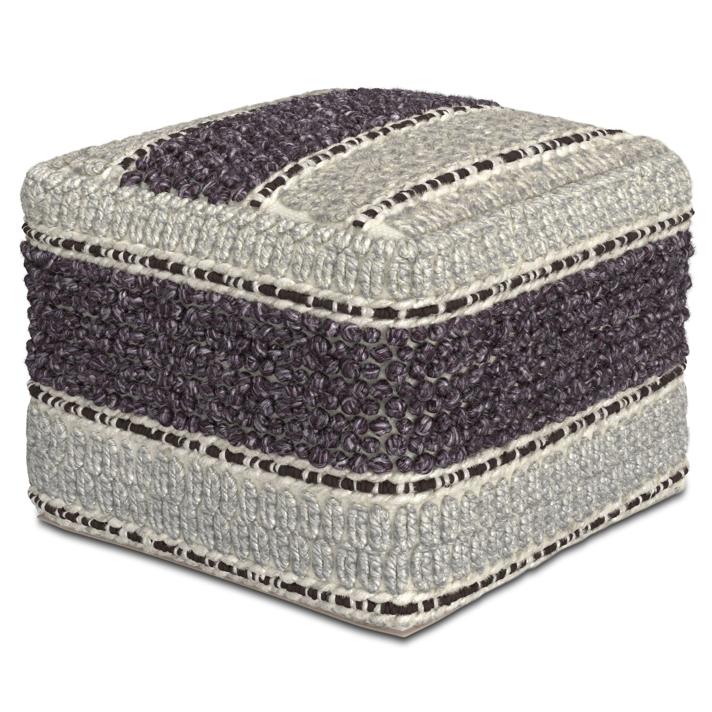 Grady - Square Pouf - Magenta / Natural