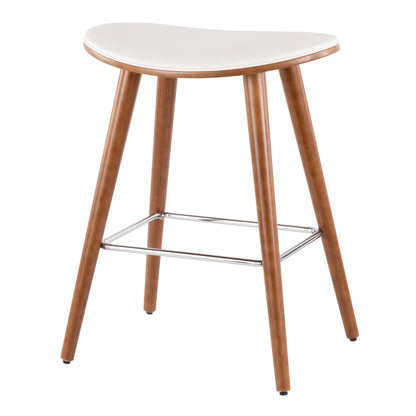 Saddle - Mid-Century Modern Counter Stool (Set of 2) - Walnut / White